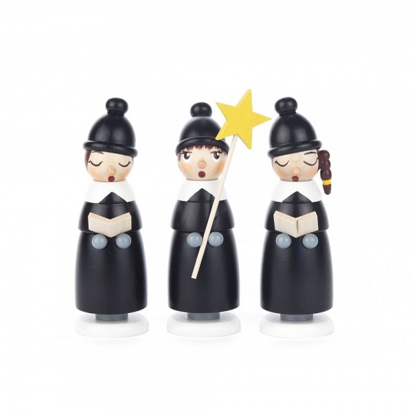 Dregeno Erzgebirge - Kurrendefiguren 3er-Gruppe, schwarz - 10cm