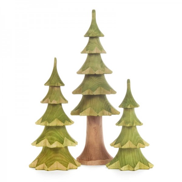 Dregeno Erzgebirge - Miniatur-Geschnitzte Bäume, grün, 3-teilig