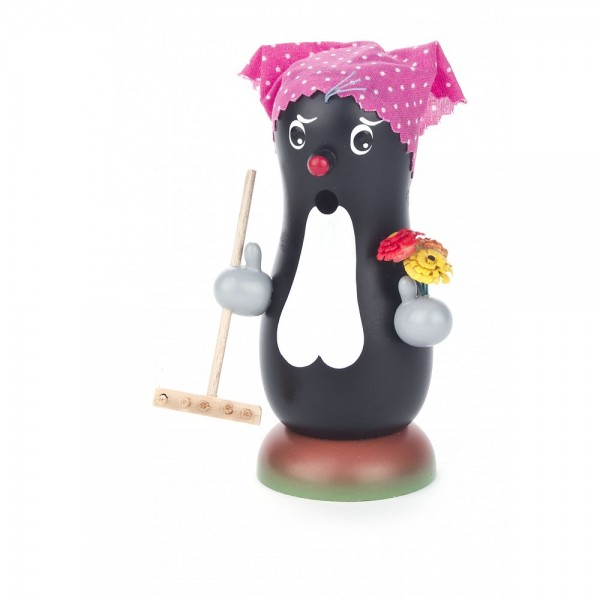 Dregeno Erzgebirge - Räucherfigur Maulwurffrau - 12cm