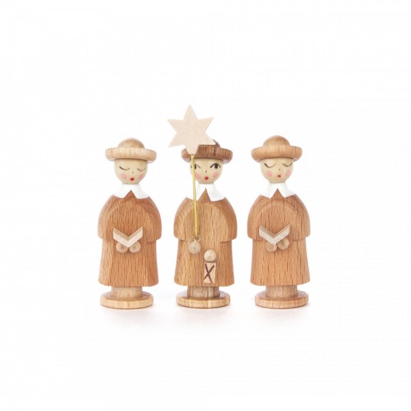 Dregeno Erzgebirge - Kurrendefiguren Sternträger und 2 Sänger, natur