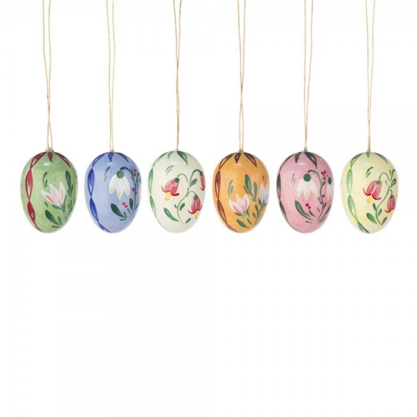 Dregeno Erzgebirge - Behang - Ostereier mit Blumenmotiven, glänzend, 6-teilig