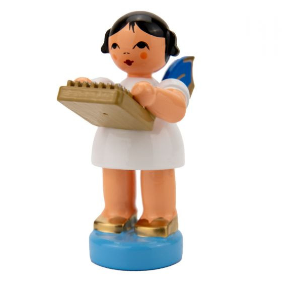 Engel stehend mit Kalimba, blaue Flügel