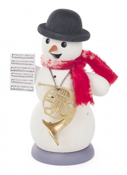 Dregeno Erzgebirge - Räuchermann Schneemann mit Horn