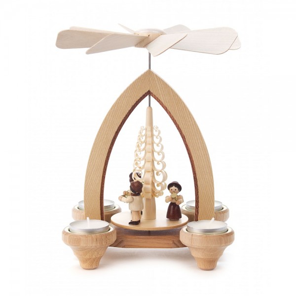 Dregeno Erzgebirge - Pyramide klein mit Bläsertrio, für Teelichter - 24cm