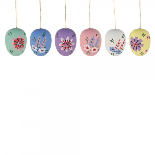 Dregeno Erzgebirge - Behang - Ostereier mit Blumenmotiven, seidenmatt, 6-teilig