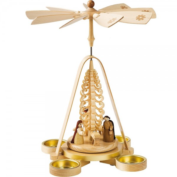 Richard Glässer Erzgebirgspyramide Christi Geburt für Teelichte 28cm