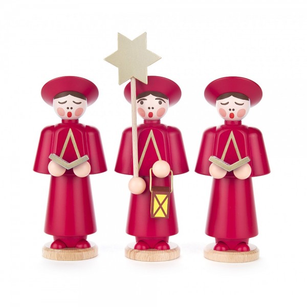 Dregeno Erzgebirge - 3 Kurrendefiguren mittelgroß, rot
