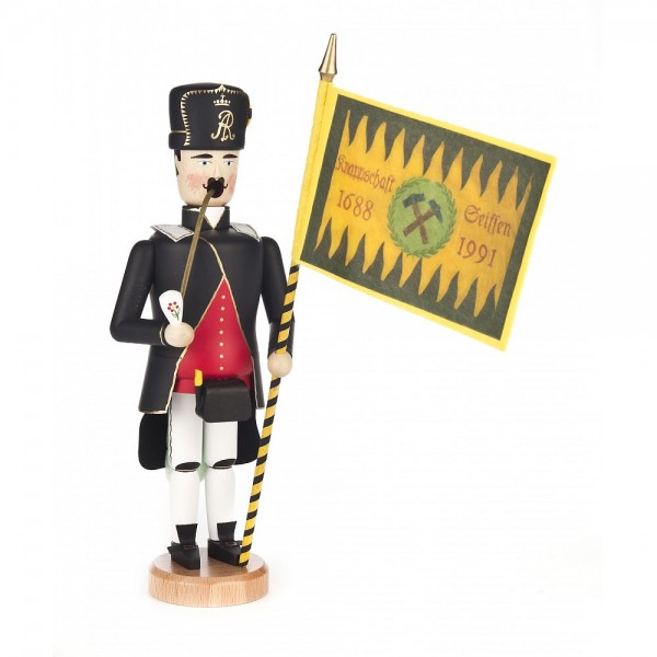 Dregeno Erzgebirge - Räuchermann Bergmann Fahnenträger - 29cm