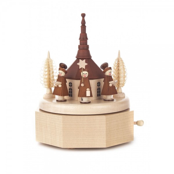 Dregeno Erzgebirge - Spieldose mit Seiffener Kirche und Kurrende natur, 18-stimmiges Spielwerk