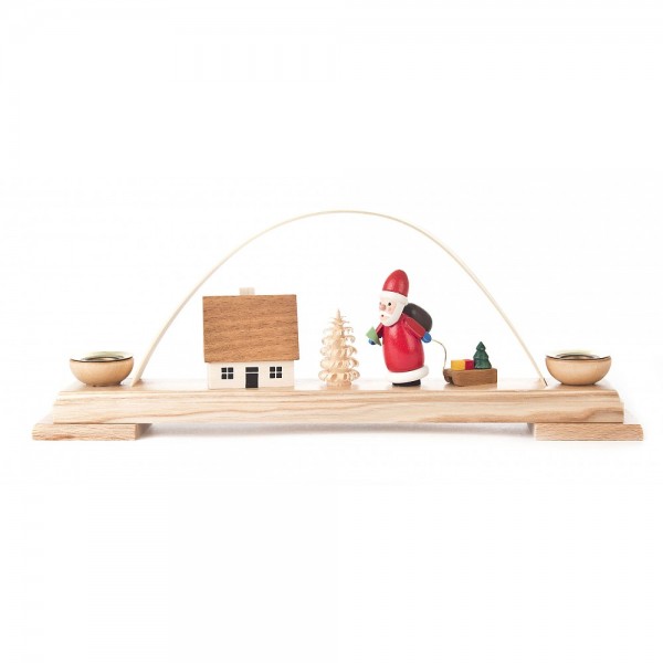 Dregeno Erzgebirge - Miniatur-Schwibbogen mit Ruprecht und Haus - 10cm