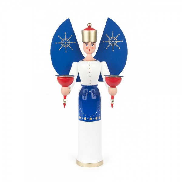 Dregeno Erzgebirge - Engel blau für Wachskerzen - 28cm