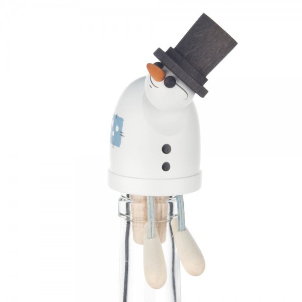 Dregeno Erzgebirge - Flaschengeist Schneemann mit Zylinder und Sonnenbrille