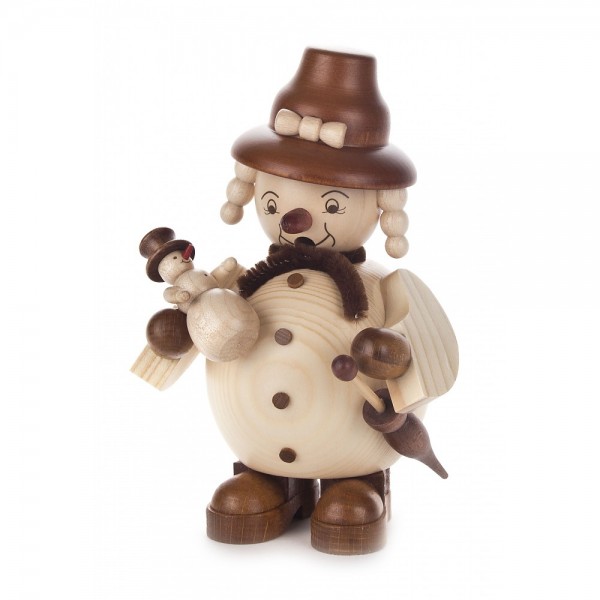 Dregeno Erzgebirge - Räucherfigur Schneefrau, natur - 15cm