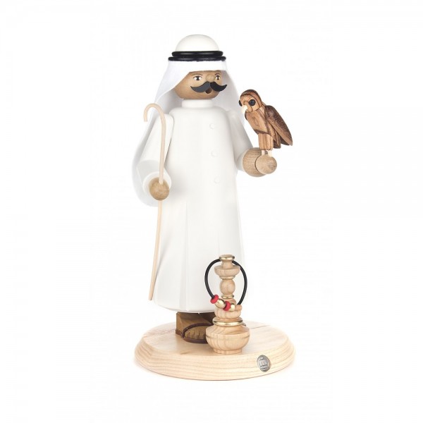 Dregeno Erzgebirge - Räuchermann Araber mit Falke und Shisha - 25cm