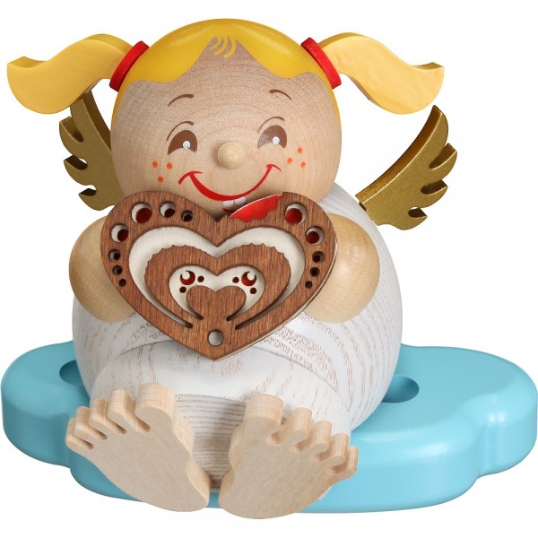 Seiffener Volkskunst Neuheit - Kugelräucherfigur Engel mit Lebkuchen
