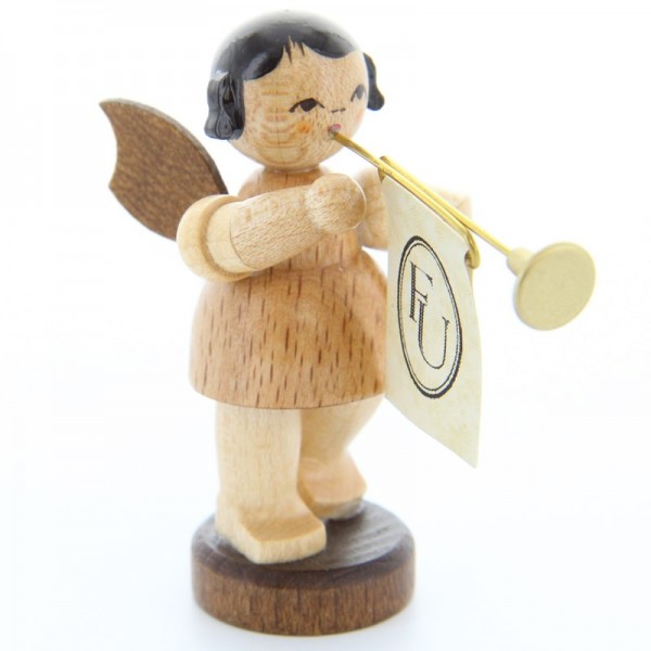 Uhlig Engel stehend mit Fanfare, natur, handbemalt
