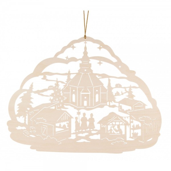 Dregeno Erzgebirge - Fensterbild Seiffener Weihnachtsmarkt, natur - 27,5cm