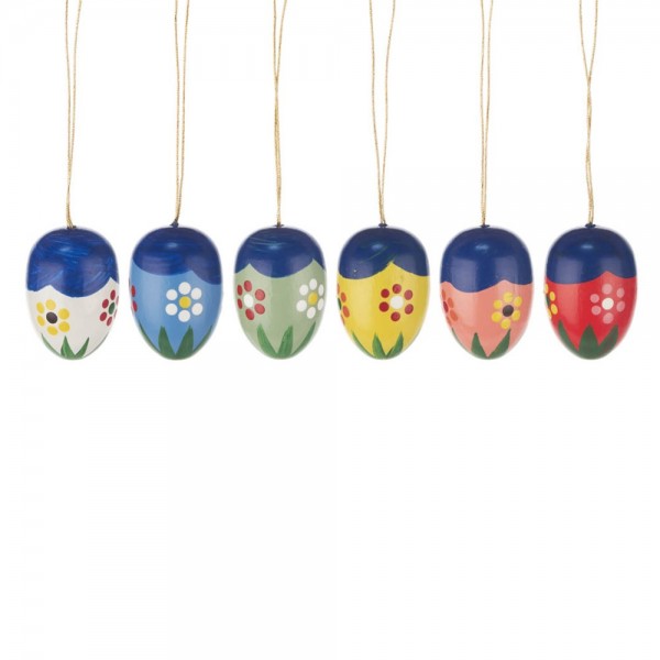 Dregeno Erzgebirge - Behang - Ostereier mit Blumenmotiven, glänzend, 6-teilig