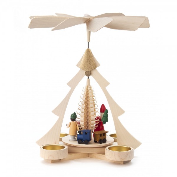 Dregeno Erzgebirge - Pyramide klein mit Bescherung, für Teelichter - 27cm