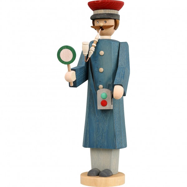 Seiffener Volkskunst Räucherfigur Die Langen - Bahnhofsvorsteher 32cm