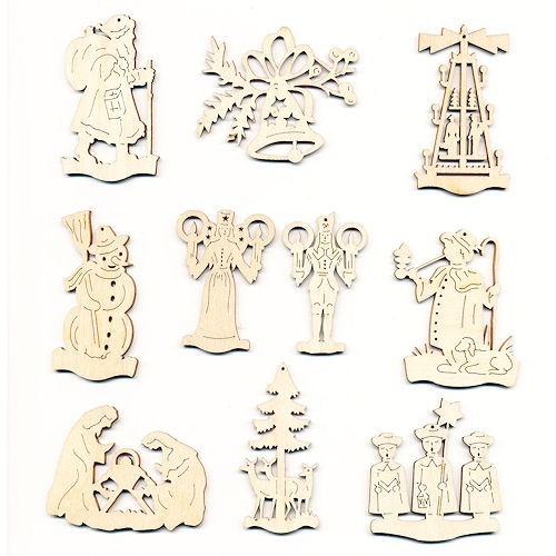 Lenk & Sohn 10er-Set Baumbehang 3cm Gemischte Motive