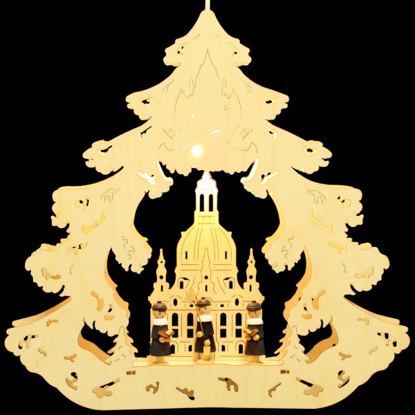 HELA Holzkunst - Fensterbild Baum Dresden mit Kurrendefiguren