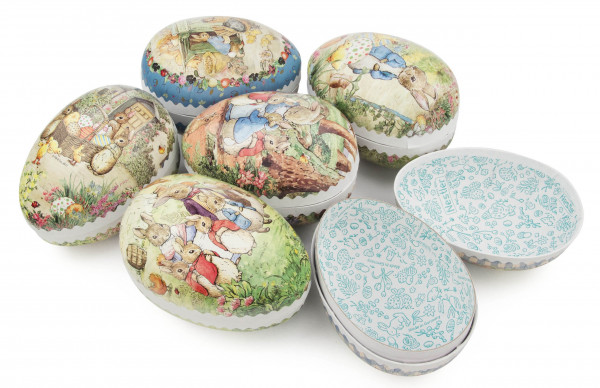 Dregeno Erzgebirge - Ostereier zum Befüllen »Beatrix Potter«, weiße Borte, 12cm, 6 Motive sortiert (12)