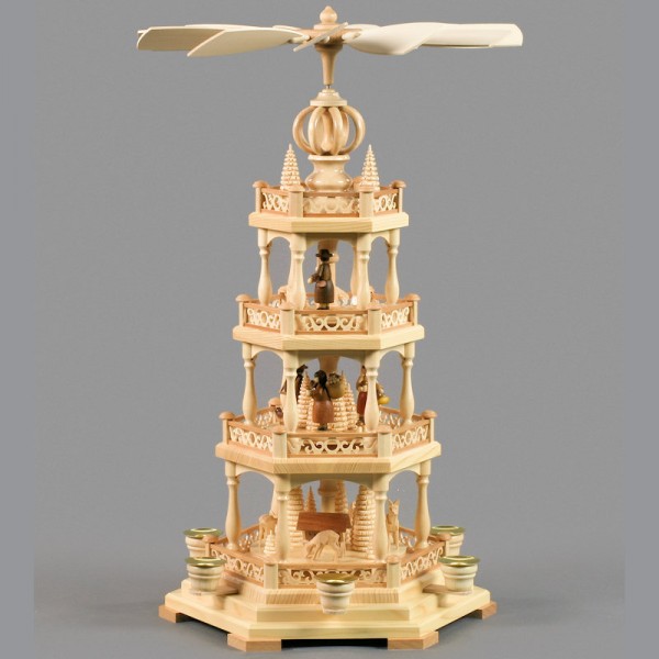 Dregeno Erzgebirge - Pyramide mit Waldfiguren, 3-stöckig - 54cm