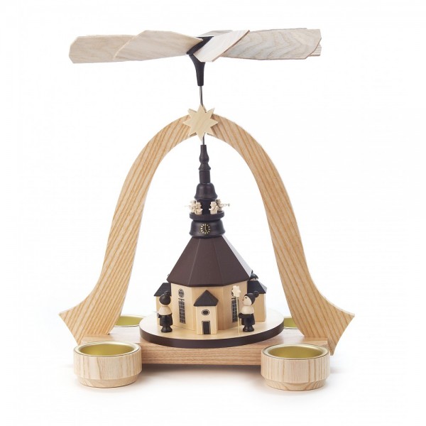 Dregeno Erzgebirge - Pyramide mit Seiffener Kirche, Kurrende und Turmbläser - 27cm
