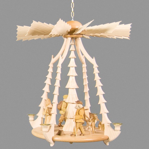 Dregeno Erzgebirge - Geschnitzte Hängepyramide mit Waldfiguren - 50cm