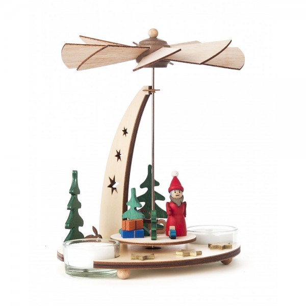 Dregeno Erzgebirge - Pyramide klein mit Weihnachtsmann für Teelichter - 18cm