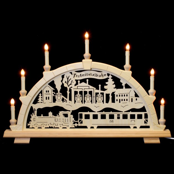 Holzkunst Niederle - Schwibbogen 7-flammig (64cm) - Preßnitztalbahn 2012 IV-K-Lok