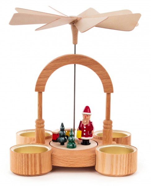 Dregeno Erzgebirge - Pyramide Weihnachtsmann mit Eisenbahn für Teelichte