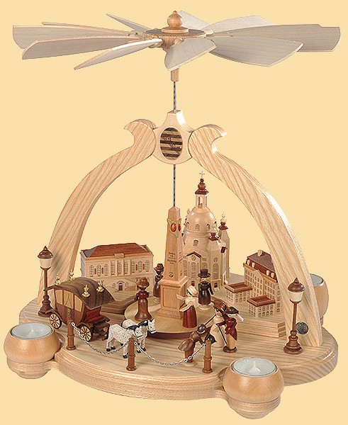 Pyramide ''Alt Dresden'' Spitzbogen - 1-stöckig, natur, 35x28x36cm
