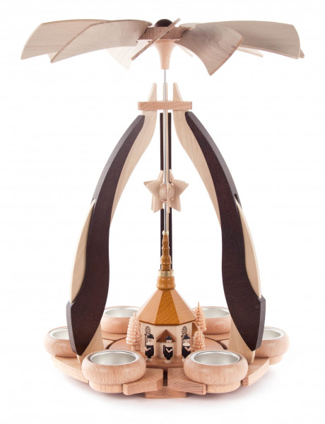 Dregeno Erzgebirge - Design-Pyramide mit Seiffener Kirche, für Teelichte