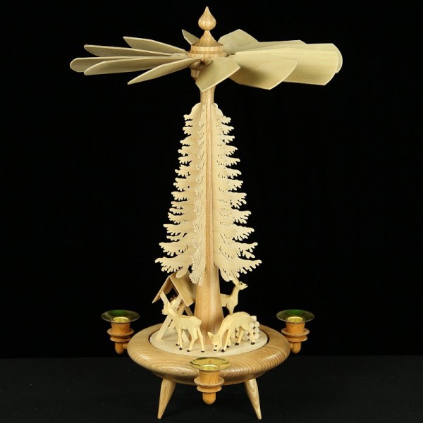Holzkunst Niederle - Tischpyramide mit geschnitzte Rehe
