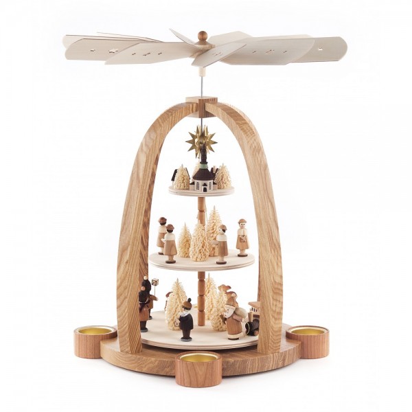 Dregeno Erzgebirge - Pyramide Weihnachtszeit 3-stöckig, für Teelichter - 41cm