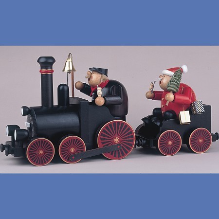 KWO Räuchermann Erzgebirge Lokführer mit Eisenbahn 2tlg. 22cm