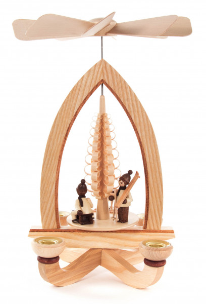 Dregeno Erzgebirge - Pyramide mit Winterkindern, für Kerzen Ø 14 mm