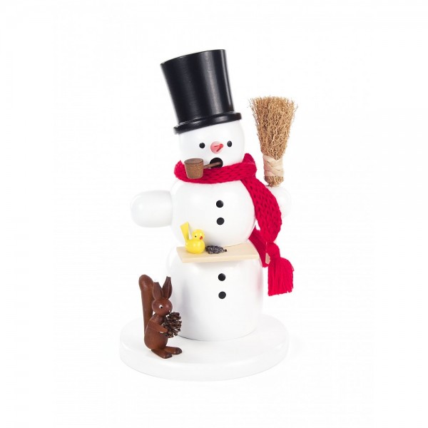 Dregeno Erzgebirge - Räuchermann Schneemann mit Tiere - 18cm