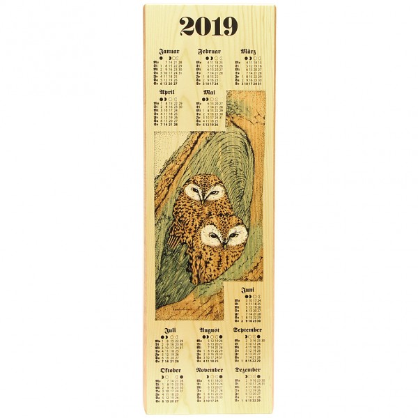 Holzkalender 2019 - Jagdmotiv Waldkauz