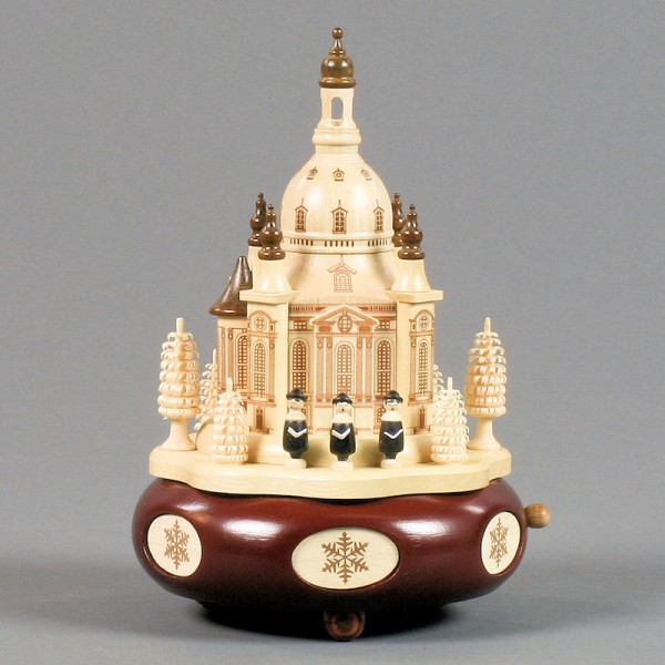 Dregeno Erzgebirge - Spieldose mit Dresdner Frauenkirche und Kurrende, 18-stimmiges Spielwerk