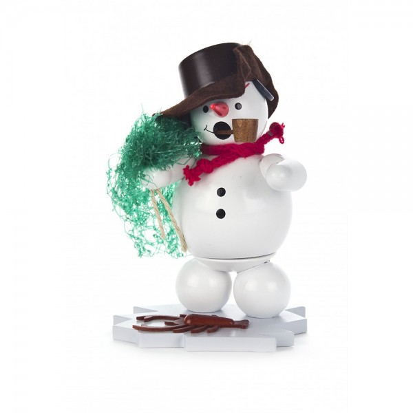 Dregeno Erzgebirge - Räuchermann Schneemann mit Netz und Hummer
