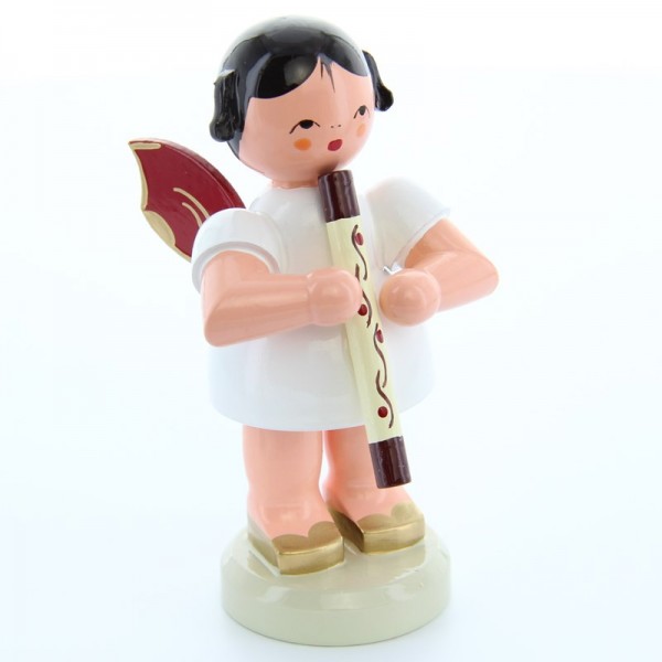 Uhlig Engel groß stehend mit Didgeridoo, rote Flügel, handbemalt