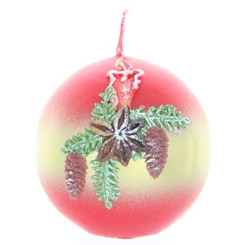 Weihnachtskerze Rot - Kugel mit Kerze - 7cm