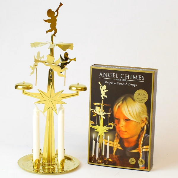 Klingelpyramide mit Engelsgeläut - Original Swedish Design - 31 cm - Stabil & Langlebig - Gold - Weihnachten