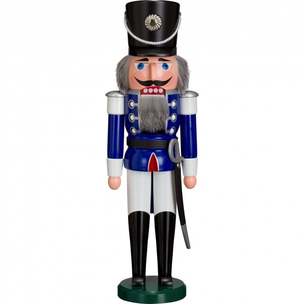 Seiffener Volkskunst Nussknacker Grossfigur - Husar Blau 50cm