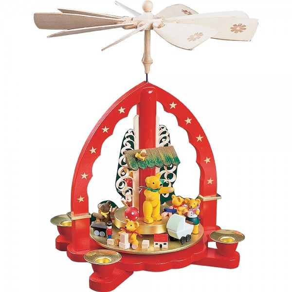Richard Glässer Erzgebirgspyramide Spielende Bärenkinder 27cm
