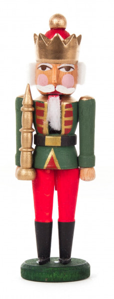 Dregeno Erzgebirge - Mini-Nussknacker König grün-rot, 8 cm