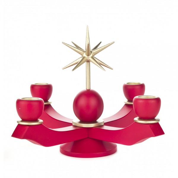 Dregeno Erzgebirge - Adventsleuchter klein ohne Bestückung, rot - 19cm